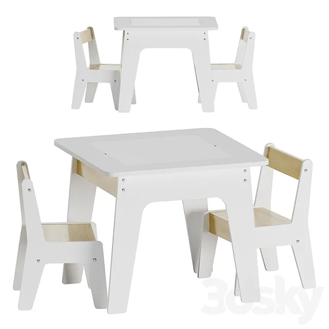 Dunelm table and chair 3D Model