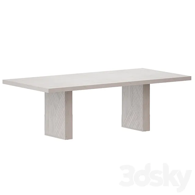 Dunewood Whitewashed Dining Table (Crate and Barrel) 3DModel