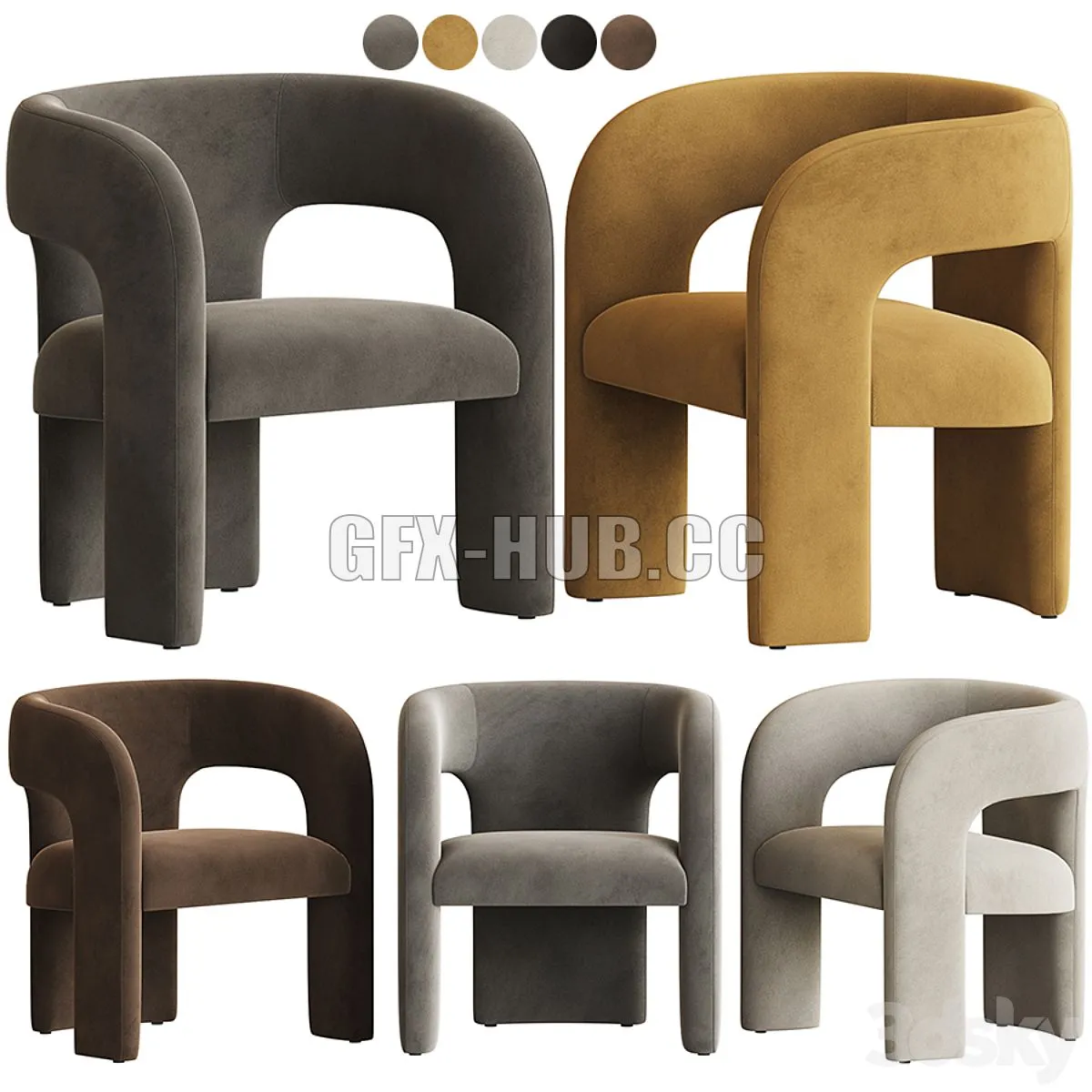 Dunloe Chair Sohohome 3D Model