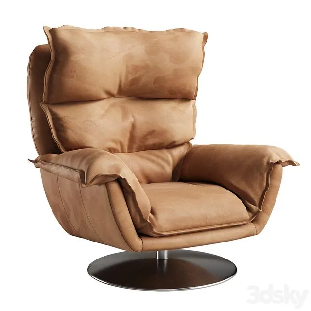 Dunn Leather Swivel Arm Chair 3D Model