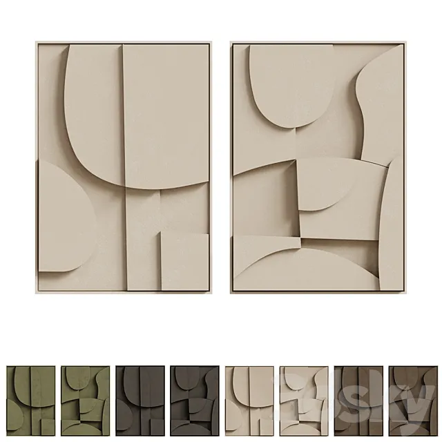 Duo Decor Sculpture Pictures Blanche Archi 3D Model