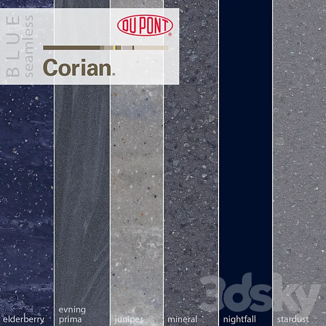 Dupont Corian Kitchen Countertops Blue 2 3D Model