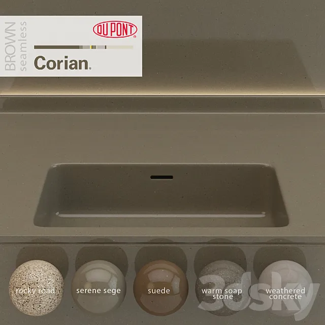 Dupont Corian Kitchen Countertops Brown 6 3DModel