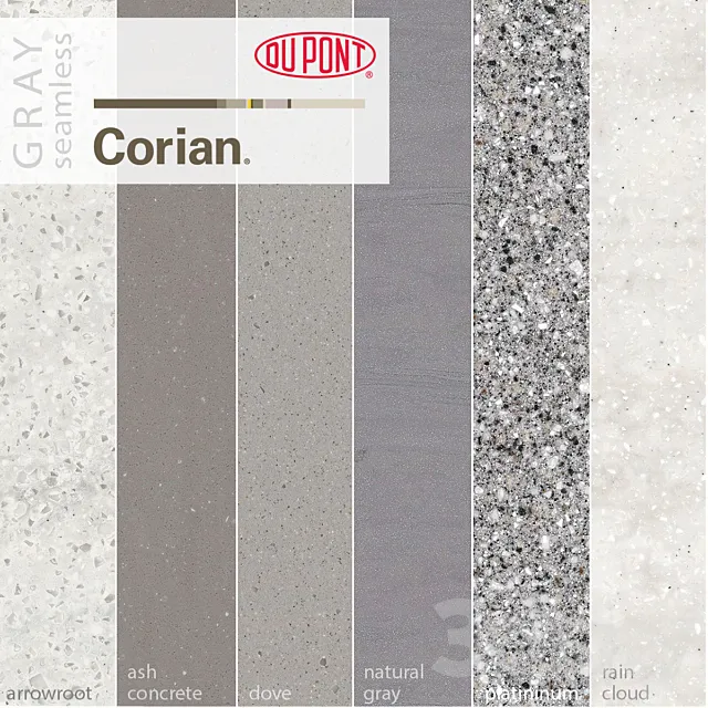 Dupont Corian Kitchen Countertops Gray 1 3DModel