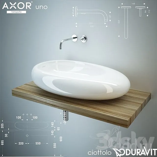 Duravit Ciottolo + Hansgrohe Axor Uno 3DModel