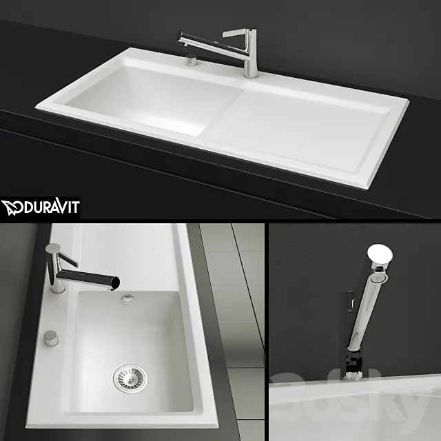 Duravit - Kitchen sink Kiora 60L XL Countertop basin. # 7521100000 3D Model