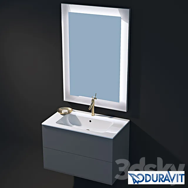 Duravit sink Stand L-cube 820x480x550 c sink and mirror 3D Model