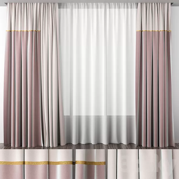 Dusty rose curtains 3D Model