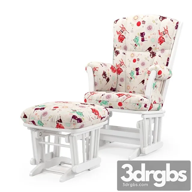 Dutailier glider - chair 908 and ottoman 2 3D Model Free