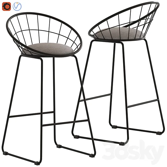 Dwell home black nord barstool 3DModel
