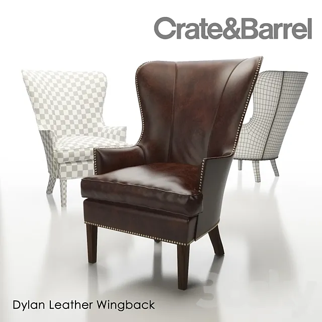 DYLAN Leather Wingback Chair 3D Model