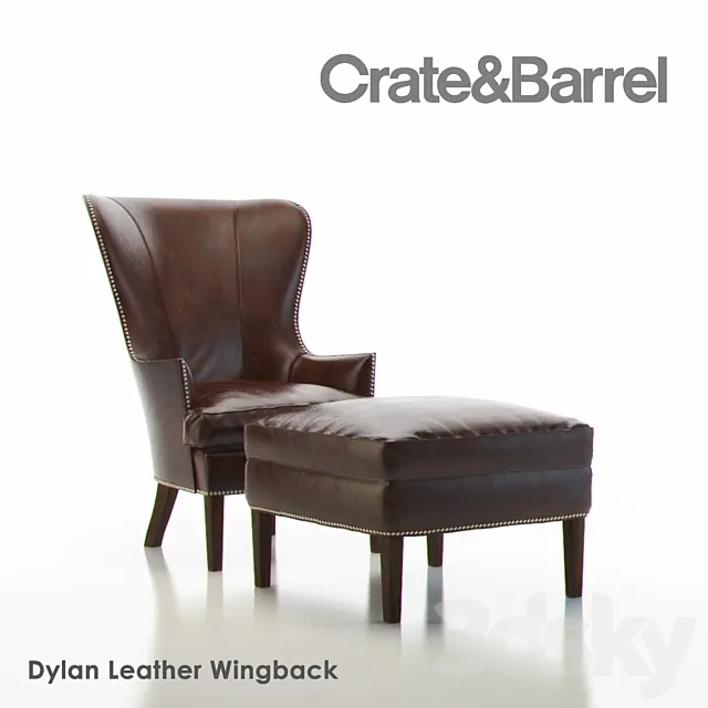 DYLAN Leather Wingback Chair 3DModel