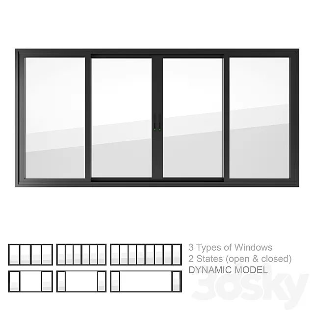 Dynamic Sliding Windows Set 02 3D Model
