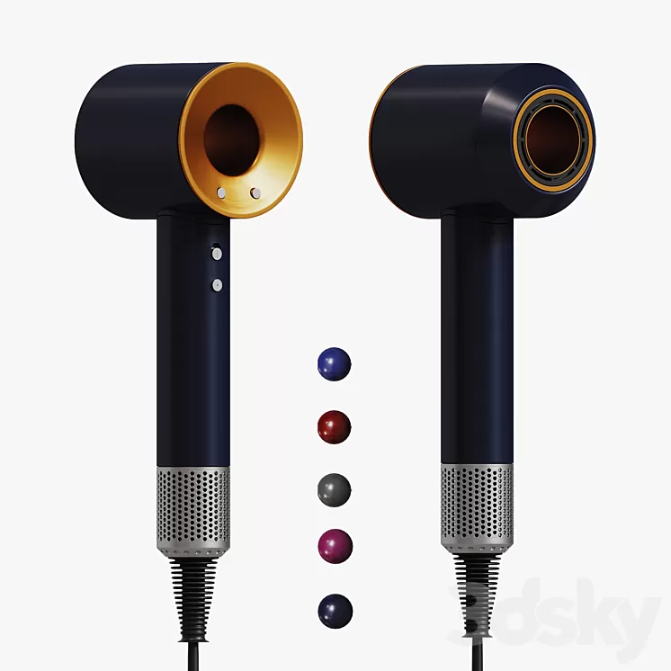 Dyson Supersonic Hair dryer with attachments 3D Model Free