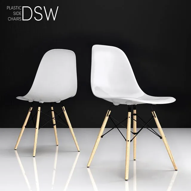 Eames DSW plastic side chair 3D Model
