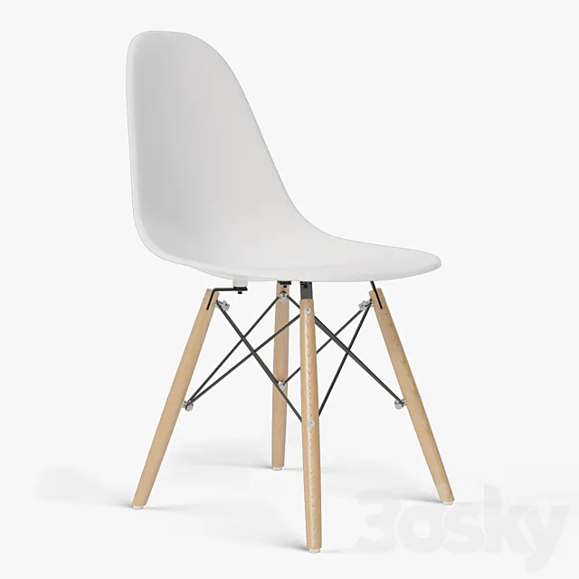 Eames Molded Plastic Side Chair Dowel Base By Herman Miller 3D Model