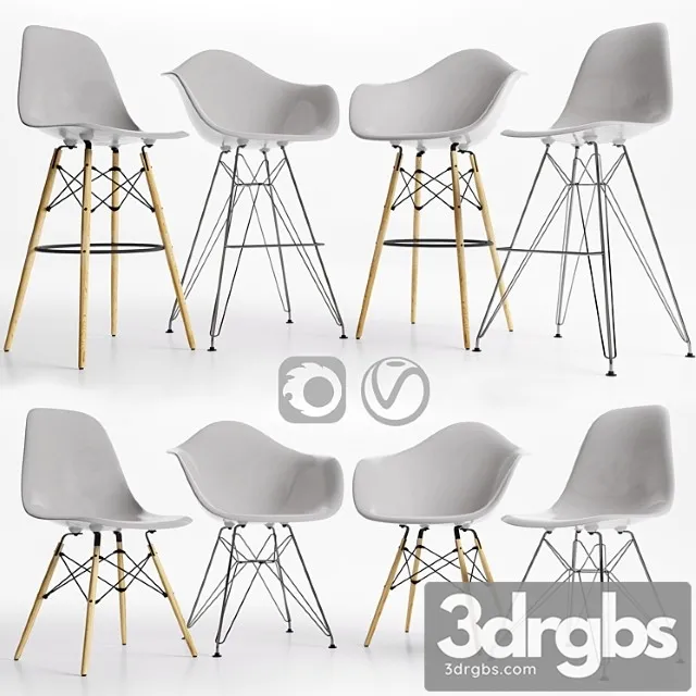Eames Plastic Side Chairs Gray 3D Model Free