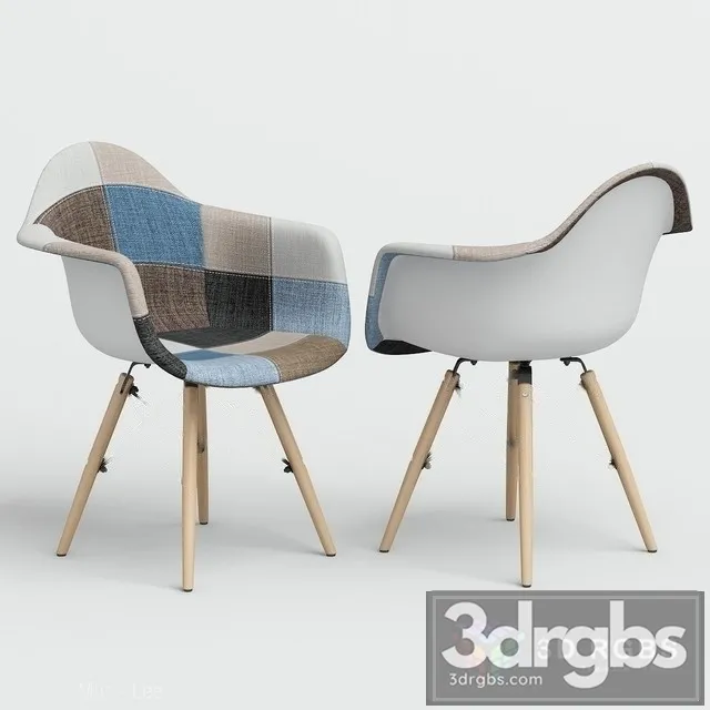 Eames Style DAW Patchwork Plastic Chair 3D Model Free