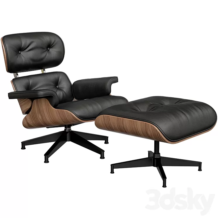 Eames Style Lounge Chair & Ottoman 3D Model Free