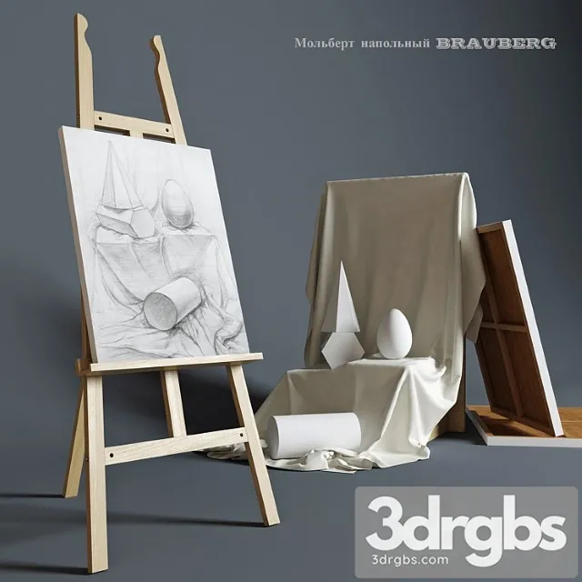 Easel Outdoor Brauberg With A Still Life of Plaster Figures 3D Model Free