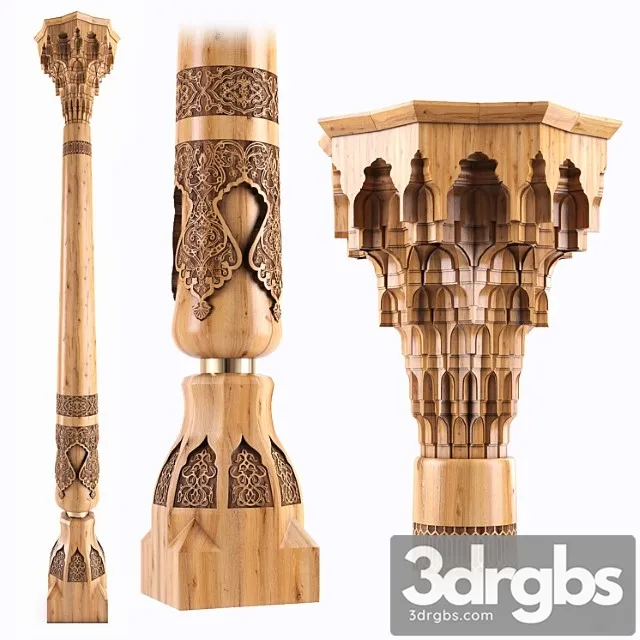 East Carved Column 3D Model Free