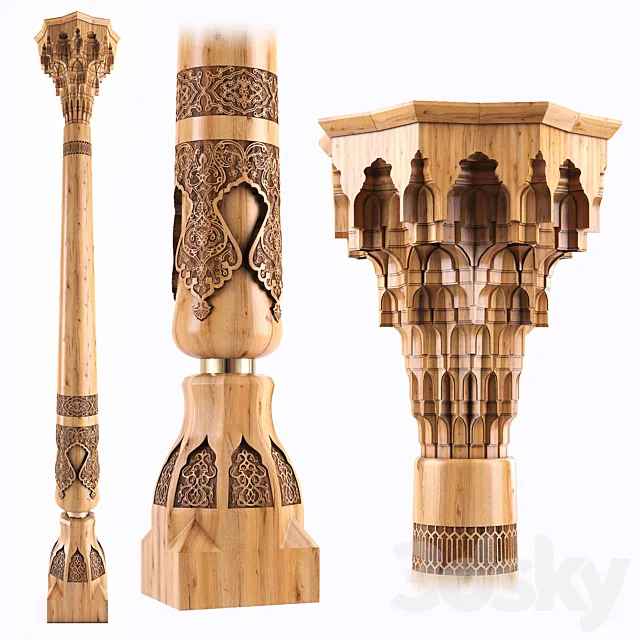 East carved column 3D Model
