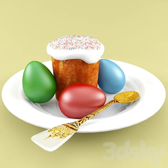 Easter egg on a plate 3D Model