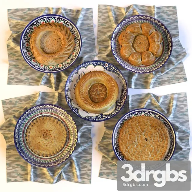 Eastern bread (uzbek flat cakes) 3D Model Free