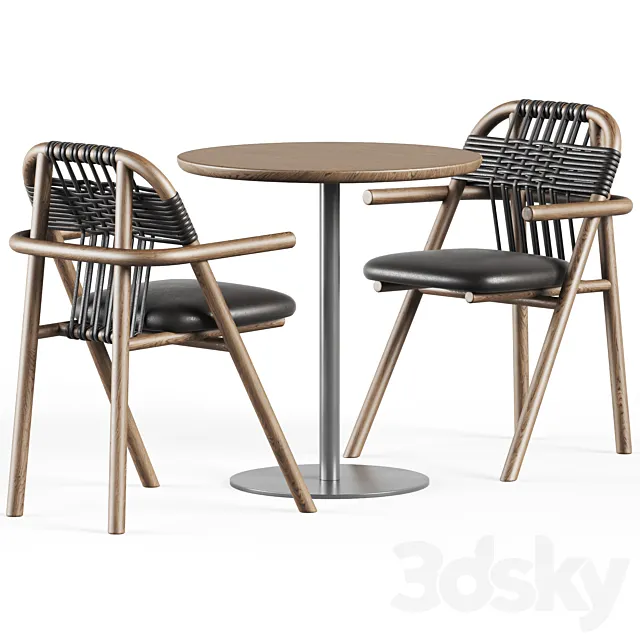 Easy Mix and Fix Table 630 by Ton & Dining Armchair 02 C by Very Wood 3DModel