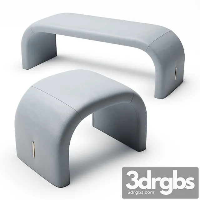 Eclipse bench and pouf 2 3D Model Free