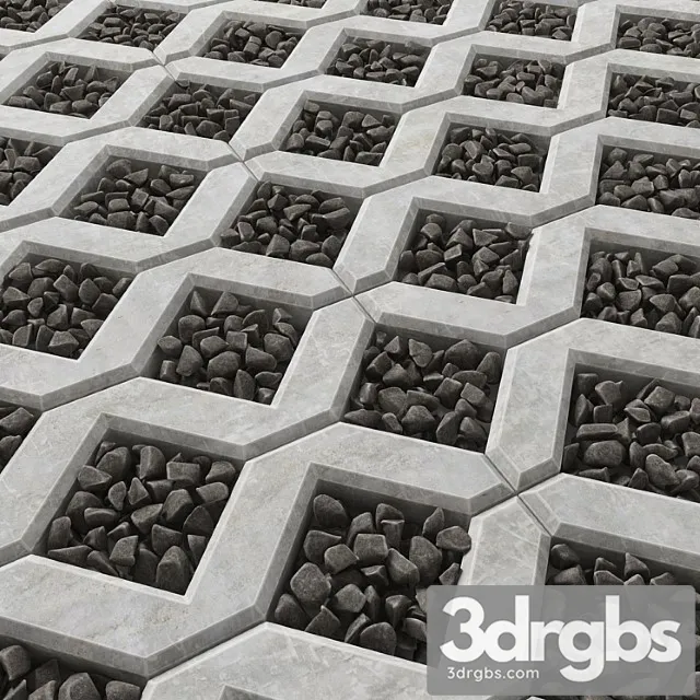 Eco Parking with Pebbles 3D Model Download