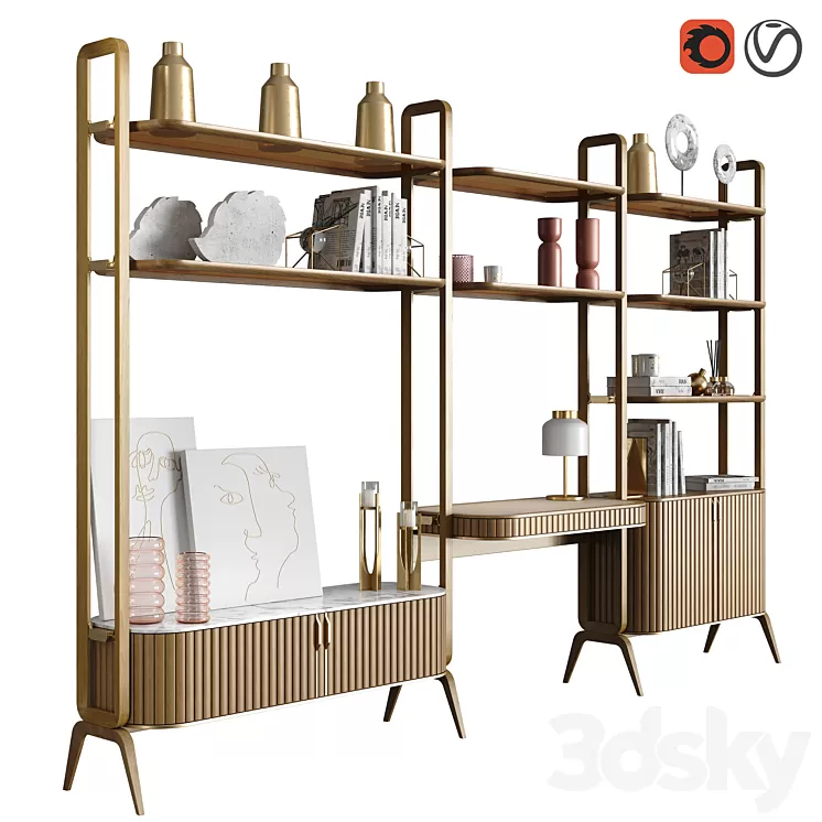 EDEN-ROCK Bookcase with 3 elements Design Sacha Lakic 3D Model