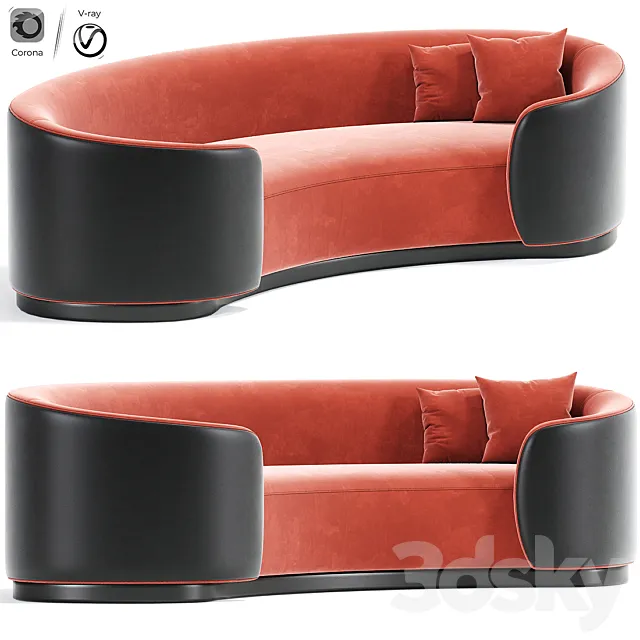 Eden Rock Curve Sofa in Velvet 3D Model