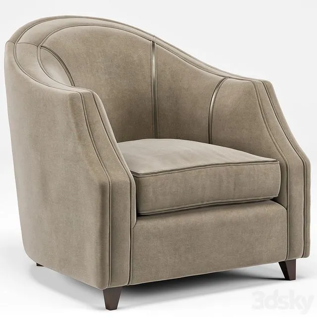 Edina Regency Camel Velvet Round Seamed Arm Chair 3D Model