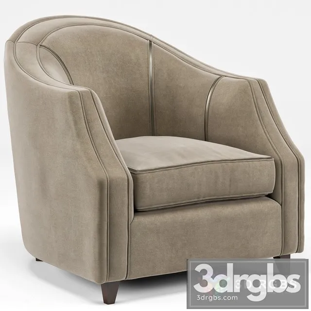 Edina Regency Camel Velvet Round Seamed Armchair 3D Model Free