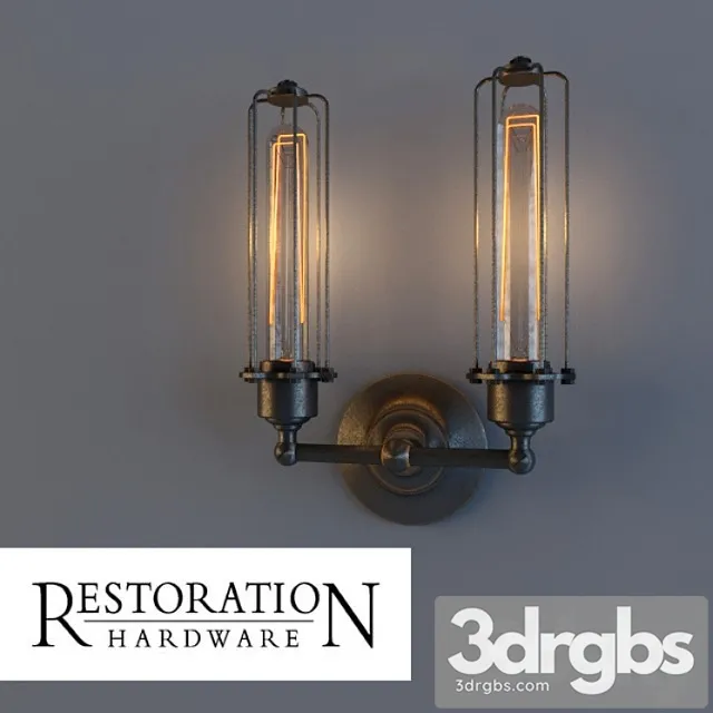 edison caged double sconce gunmetal 3D Model Free