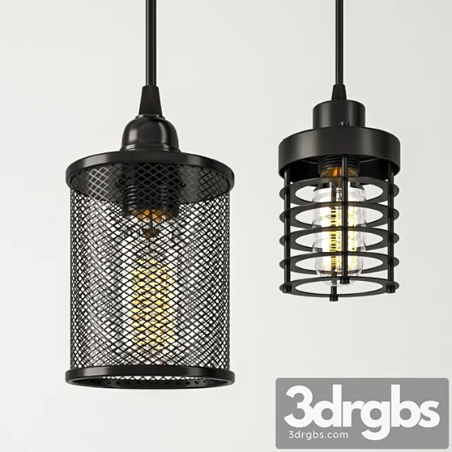 Edison lamp in steel lampshade 3D Model Download