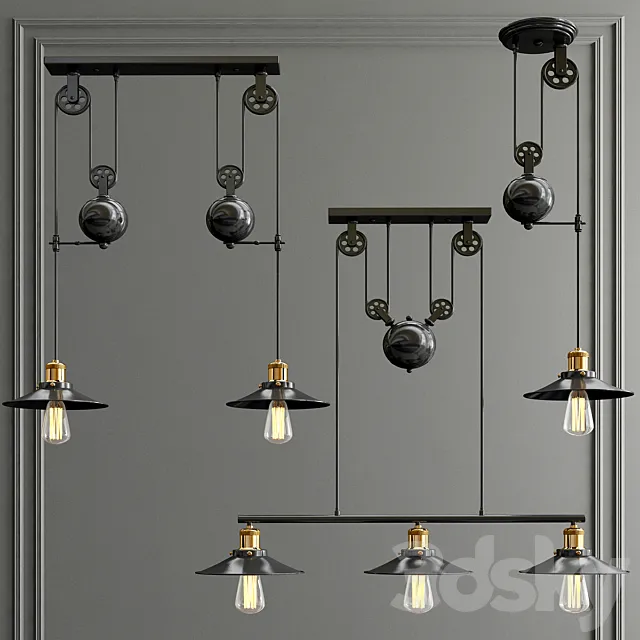 Edison loft chandelier 3D Model