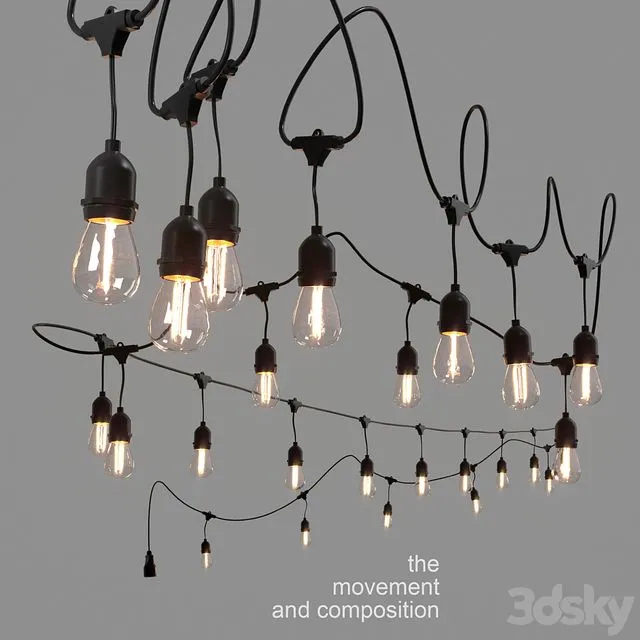Editable garland belt light 3D Model