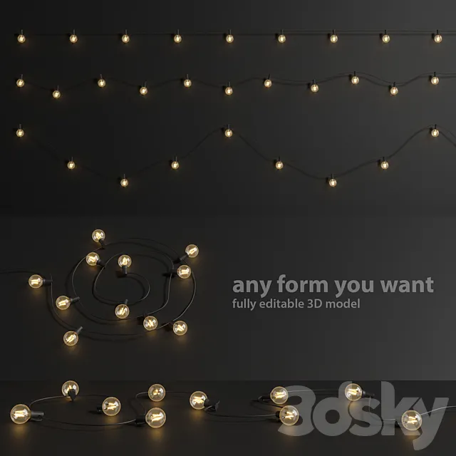 Editable Garland Lights Set 1 3DModel