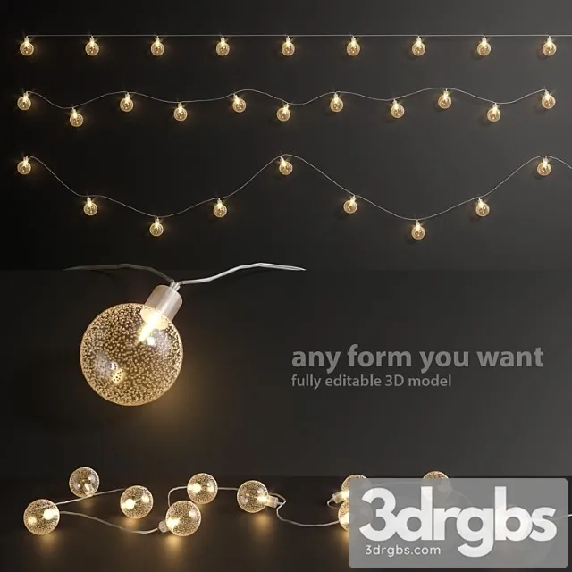 Editable garland lights set 5 3D Model Free