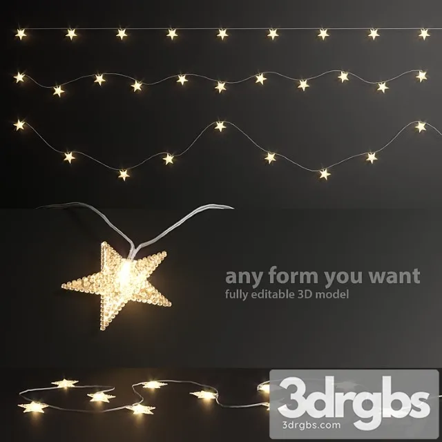 Editable garland lights set 6 3D Model Free
