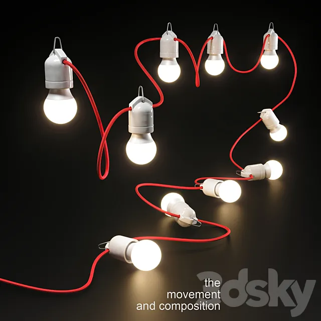 Editable garland red 3DModel