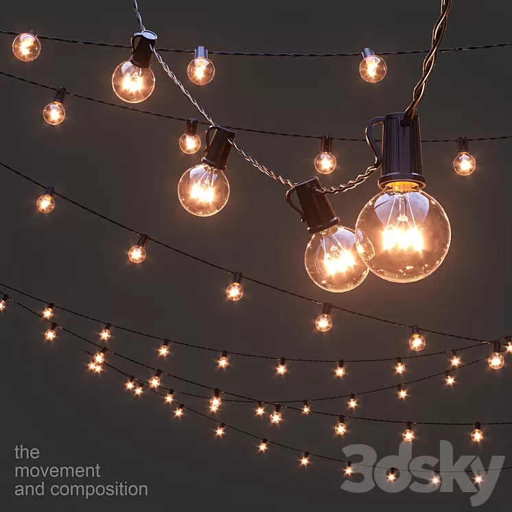 Editable garland retro 3D Model Free