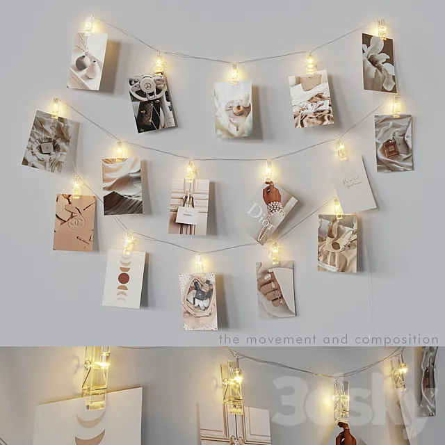 Editable photo garland beige 3DModel