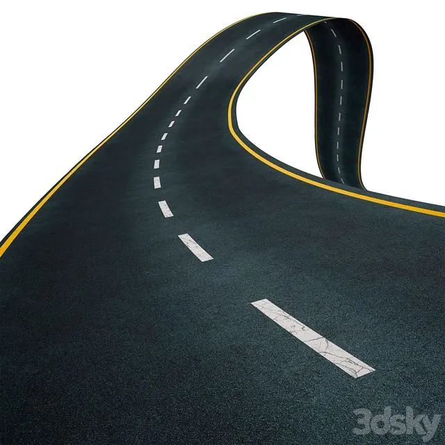 Editable winding asphalt two lane road with markings 05 Free Download