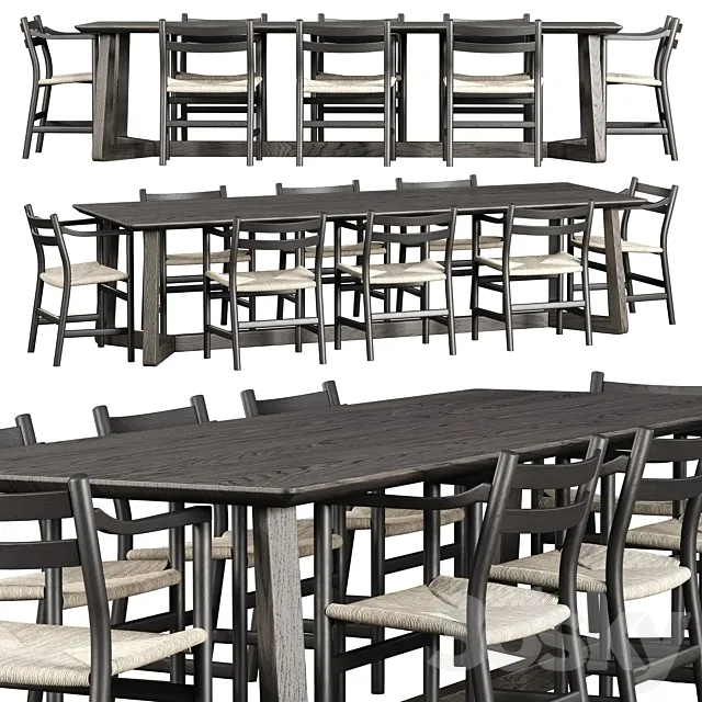 Edu Furniture Dining Set V1 _ Garden furniture set 3D Model