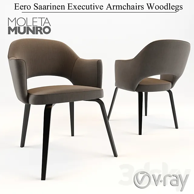 Eero Saarinen Executive Armchairs Woodlegs 3D Model