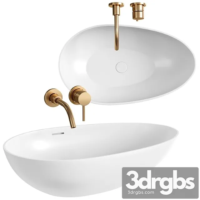 Egg Shell Countertop Stone Basin 600mm 3D Model Free