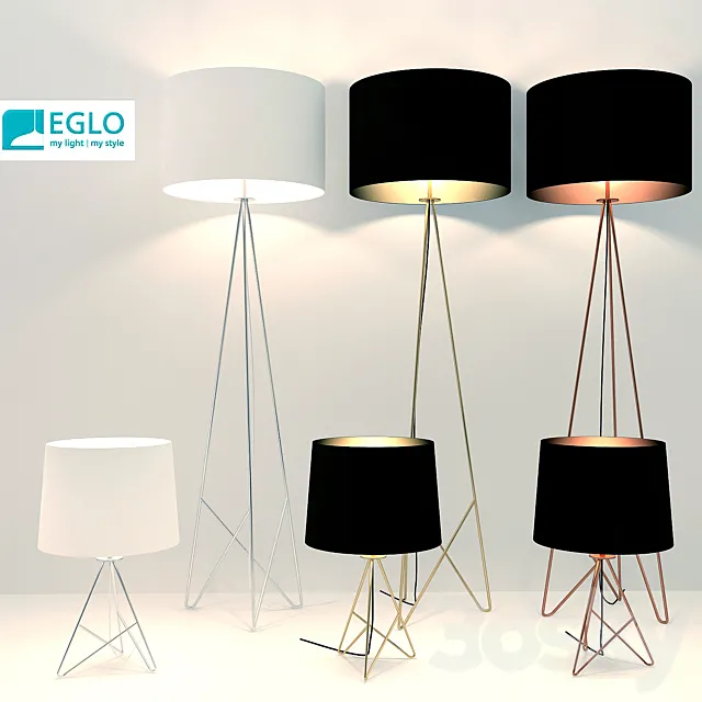 Eglo floor lamp and desk top 3DModel